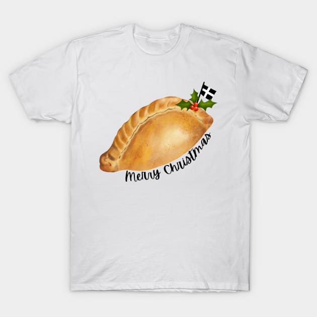 Cornish Pasty Merry Christmas T-Shirt by SarahWIllustration